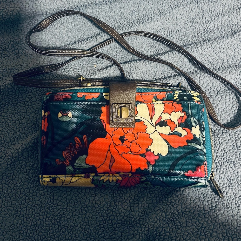 Sakroots Floral Crossbody Bag in Blue and Orange